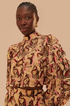 FARM Rio Cream Horses Guipure Blouse Online