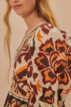 FARM Rio Cream Toucans Scarf Puff Sleeve Blouse Online
