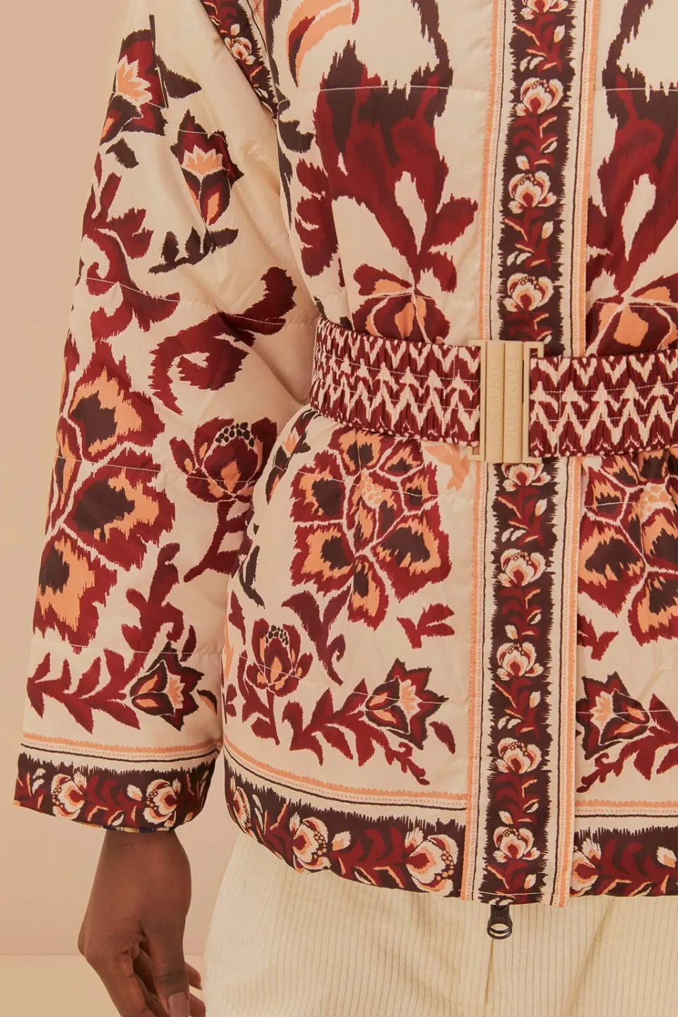 FARM Rio Cream Toucans Scarf Reversible Puffer Jacket Sale