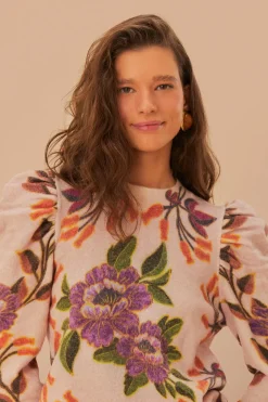 FARM Rio Cream Winter Garden Knit Sweater Discount