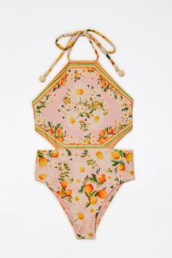 FARM Rio Cut Out One Piece Swimsuit | Tangerine Dream Print Clearance