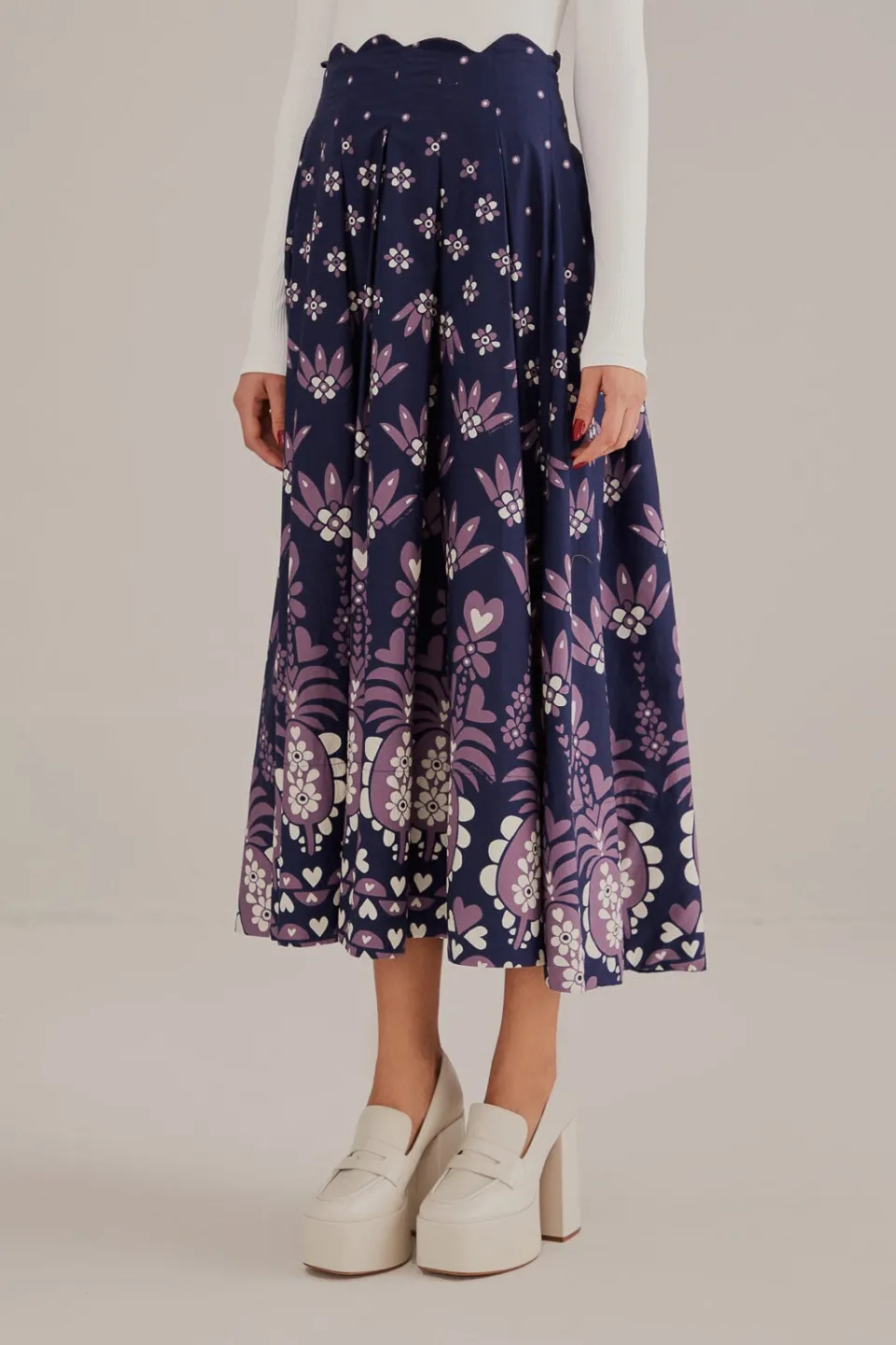 FARM Rio Dark Blue Ainika Martina Midi Skirt Online