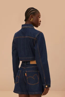FARM Rio Dark Denim Cropped Jacket Online