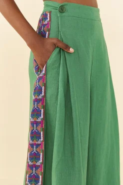 FARM Rio Embroided Green Pants Clearance