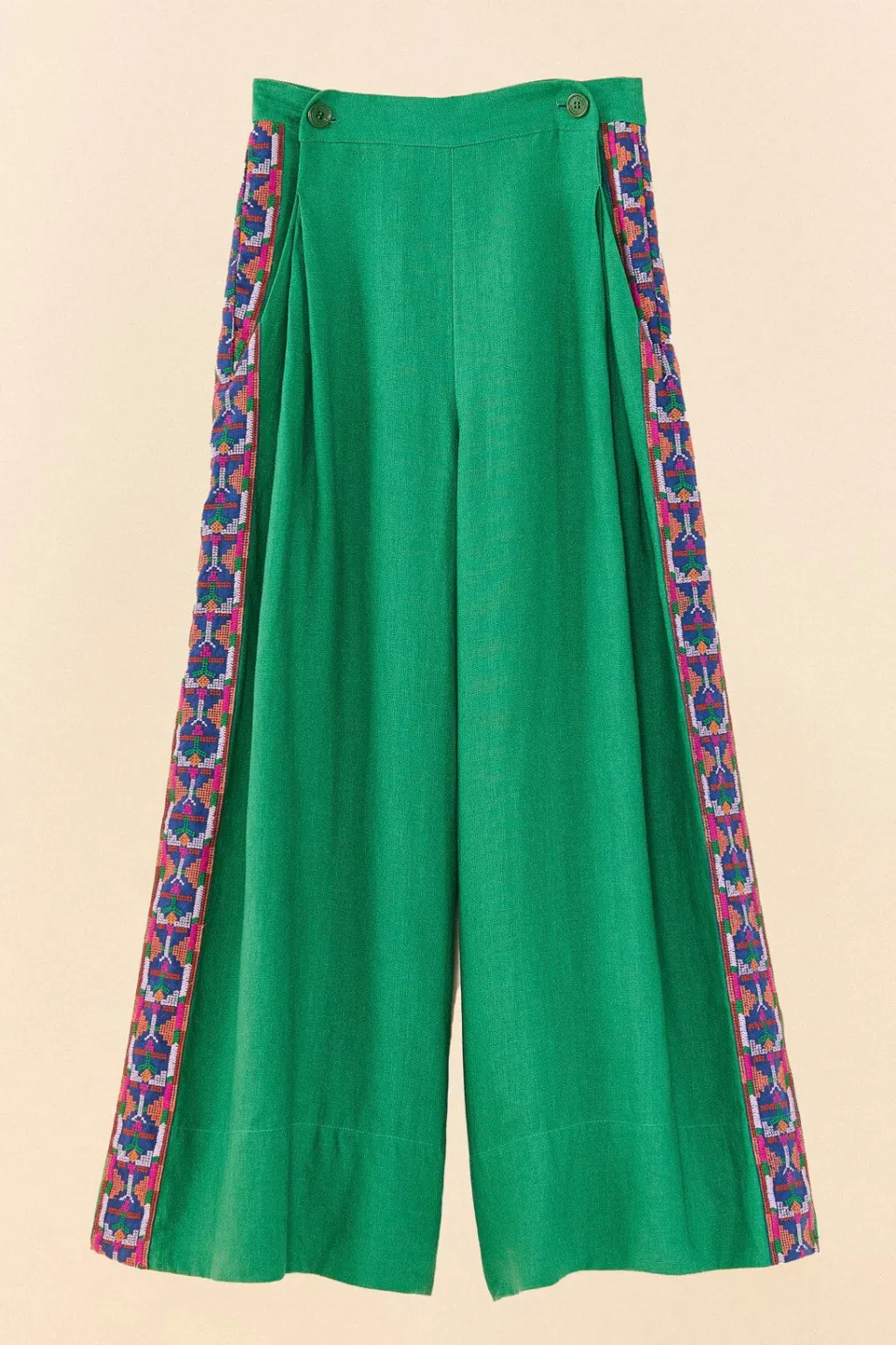 FARM Rio Embroided Green Pants Clearance
