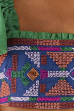 FARM Rio Embroided Green Top Clearance