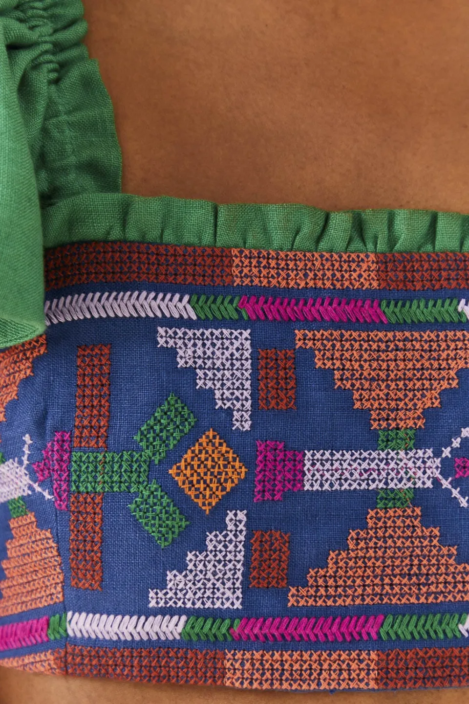 FARM Rio Embroided Green Top Clearance