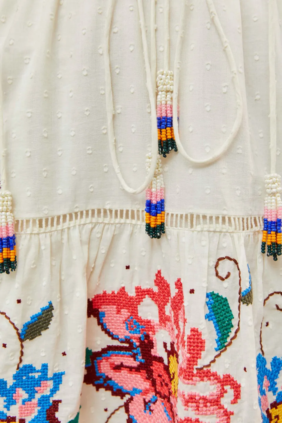 FARM Rio Embroidered Mini Dress | Macaw Cross Stitch Discount
