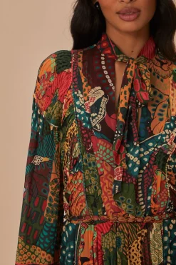 FARM Rio Fauna Mix Multicolor V Neckline Maxi Dress Outlet