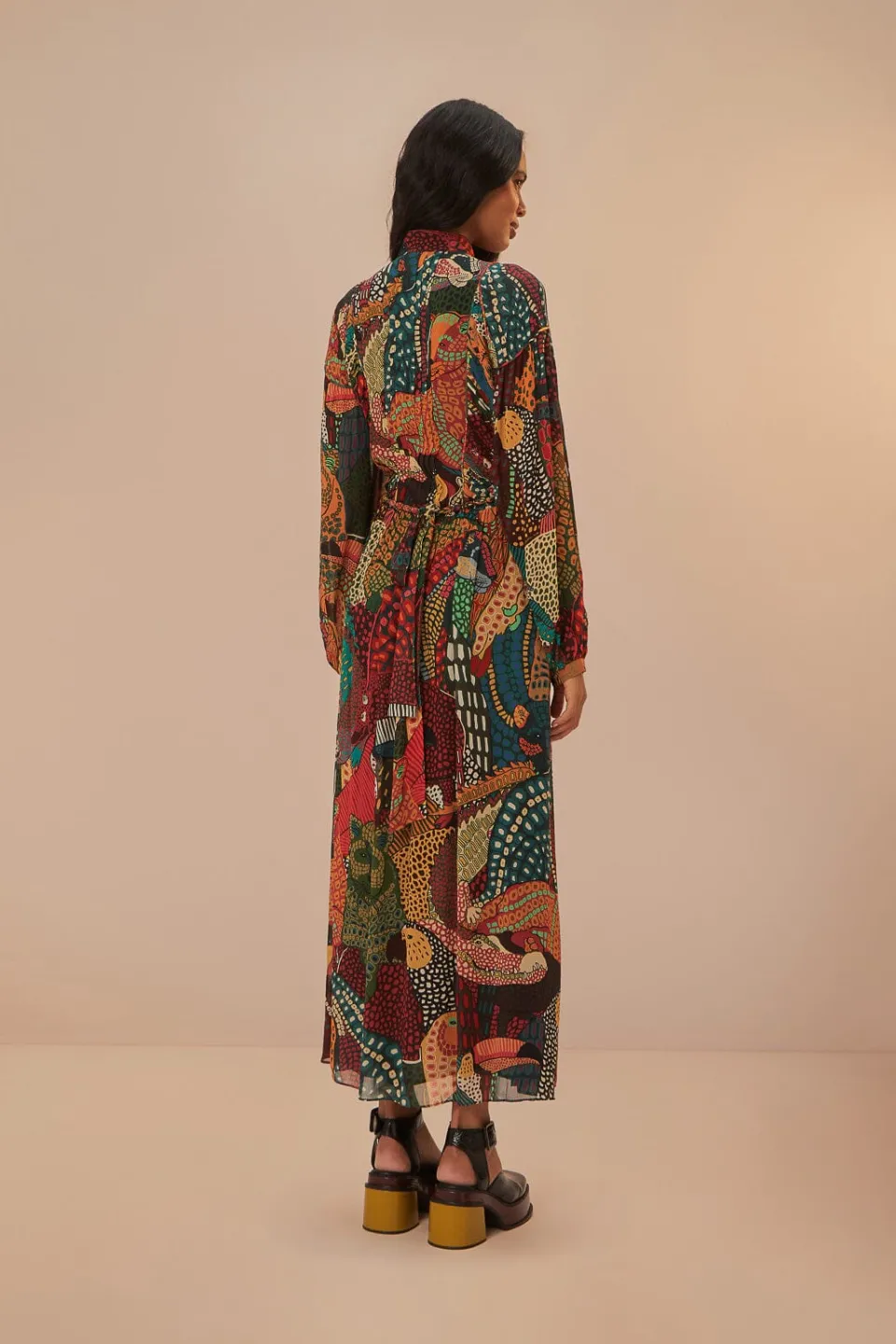 FARM Rio Fauna Mix Multicolor V Neckline Maxi Dress Outlet