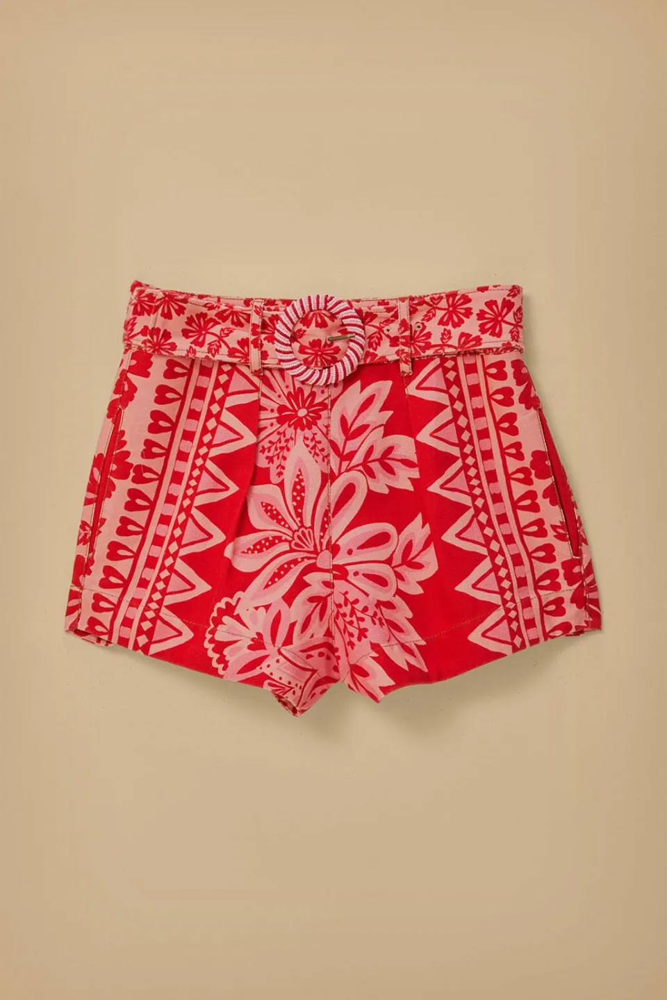 FARM Rio Flora Tapestry Red Shorts Hot