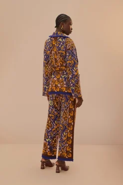 FARM Rio Glam Tapestry Blue Knit Pants Online