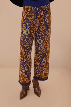 FARM Rio Glam Tapestry Blue Knit Pants Online