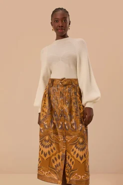 FARM Rio Gold Heart Forest Midi Skirt Best