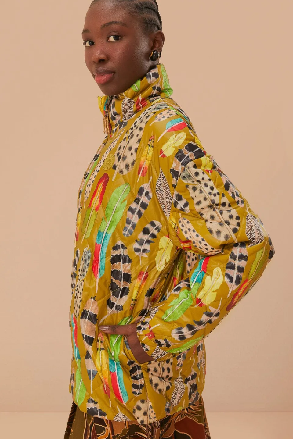 FARM Rio Gold Savana Dream Reversible Puffer Jacket Best