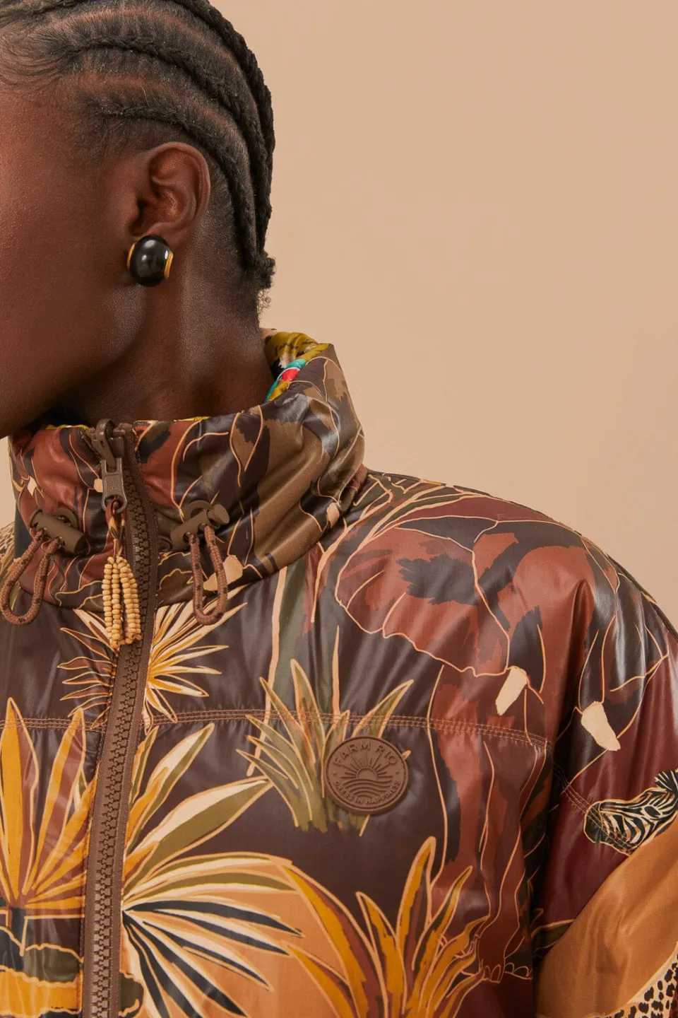 FARM Rio Gold Savana Dream Reversible Puffer Jacket Best