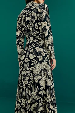 FARM Rio Graphic Floral Black Maxi Dress New