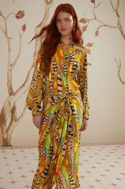 FARM Rio Green Amazon Feathers Midi Dress Outlet