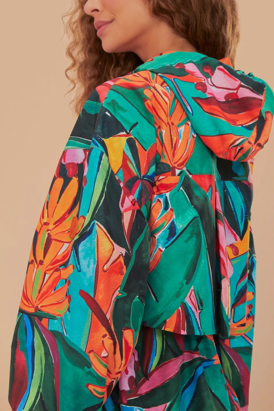 FARM Rio Green Banana Foliage Maxi Raincoat New