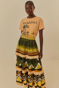 FARM Rio Green Creation Midi Skirt Clearance