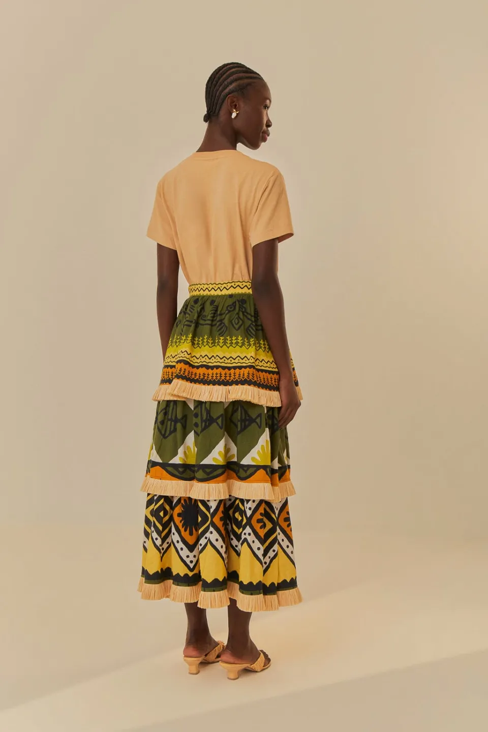 FARM Rio Green Creation Midi Skirt Clearance