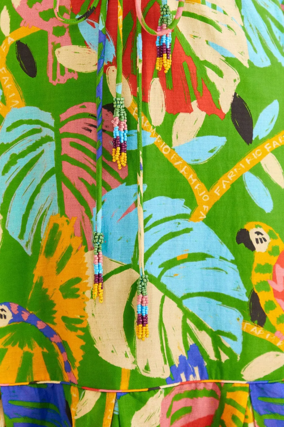 FARM Rio Green Forest Birds Midi Dress New