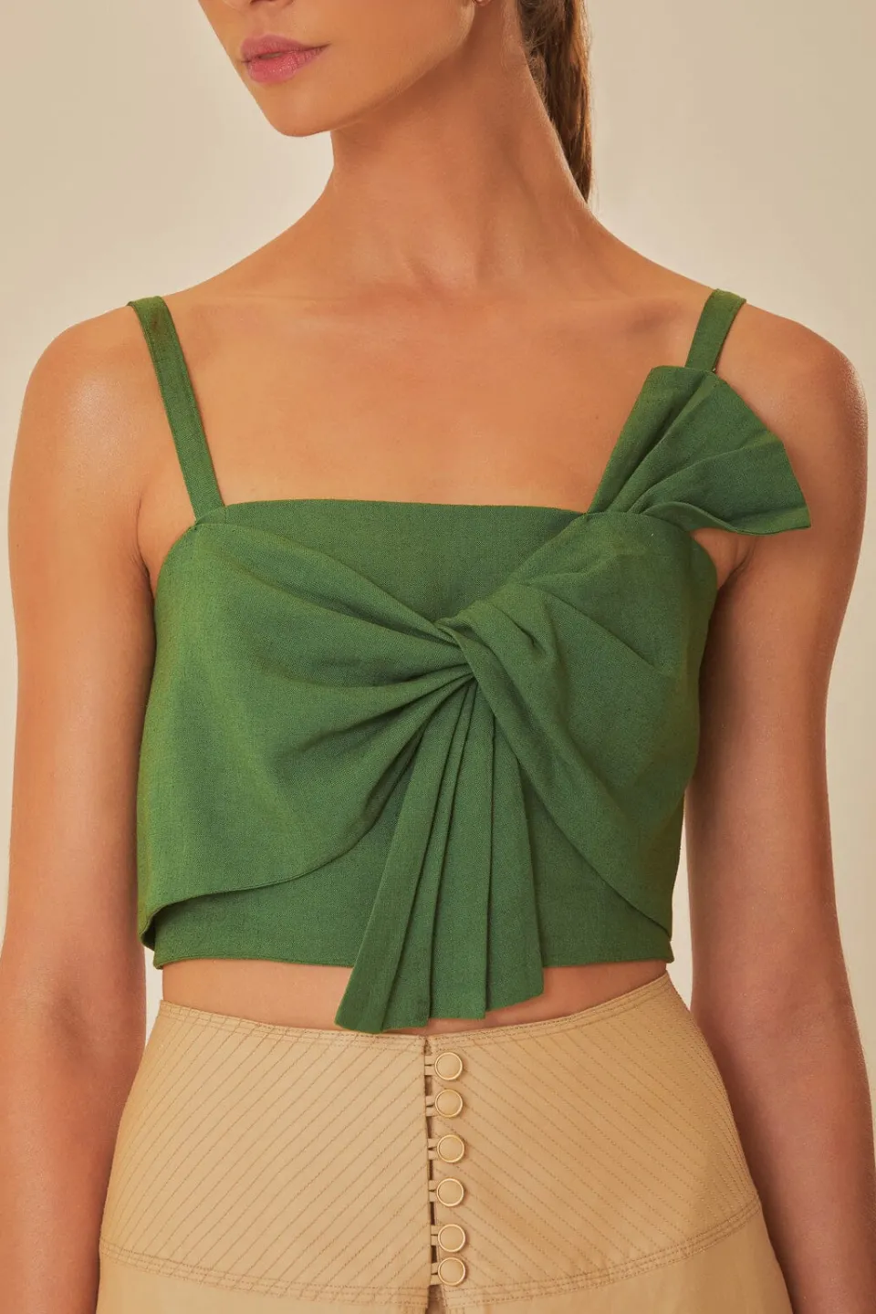 FARM Rio Green Front Bow Top Discount