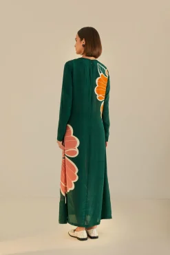 FARM Rio Green Honolulu Flowers Long Sleeve Maxi Dress Online