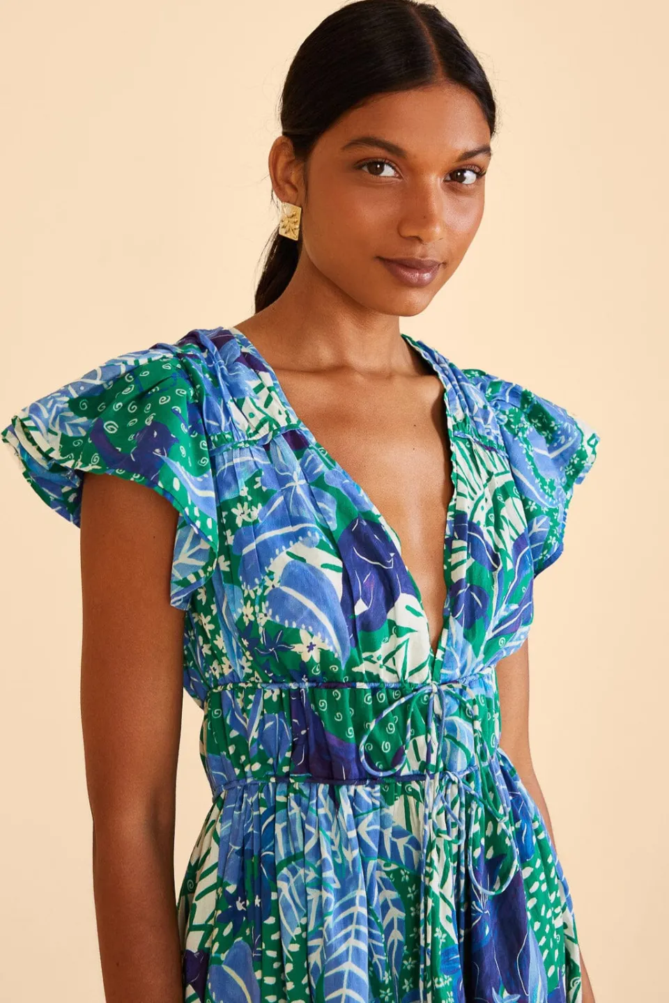 FARM Rio Green Jungle Panther Mini Dress Hot