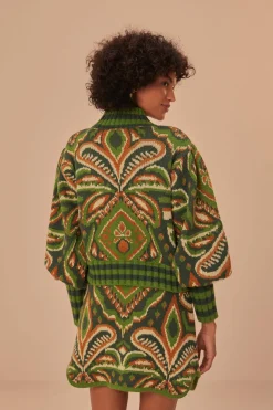FARM Rio Green Pinneaple Ikat Knit Mini Skirt Outlet