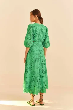 FARM Rio Green Richelieu Midi Dress