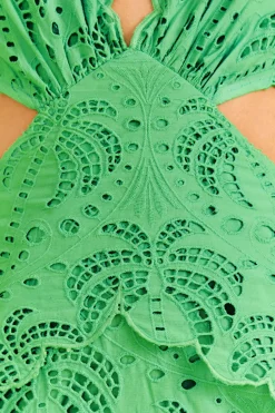 FARM Rio Green Richelieu Midi Dress