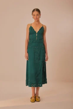FARM Rio Green Richelieu Sleeveless Blouse New