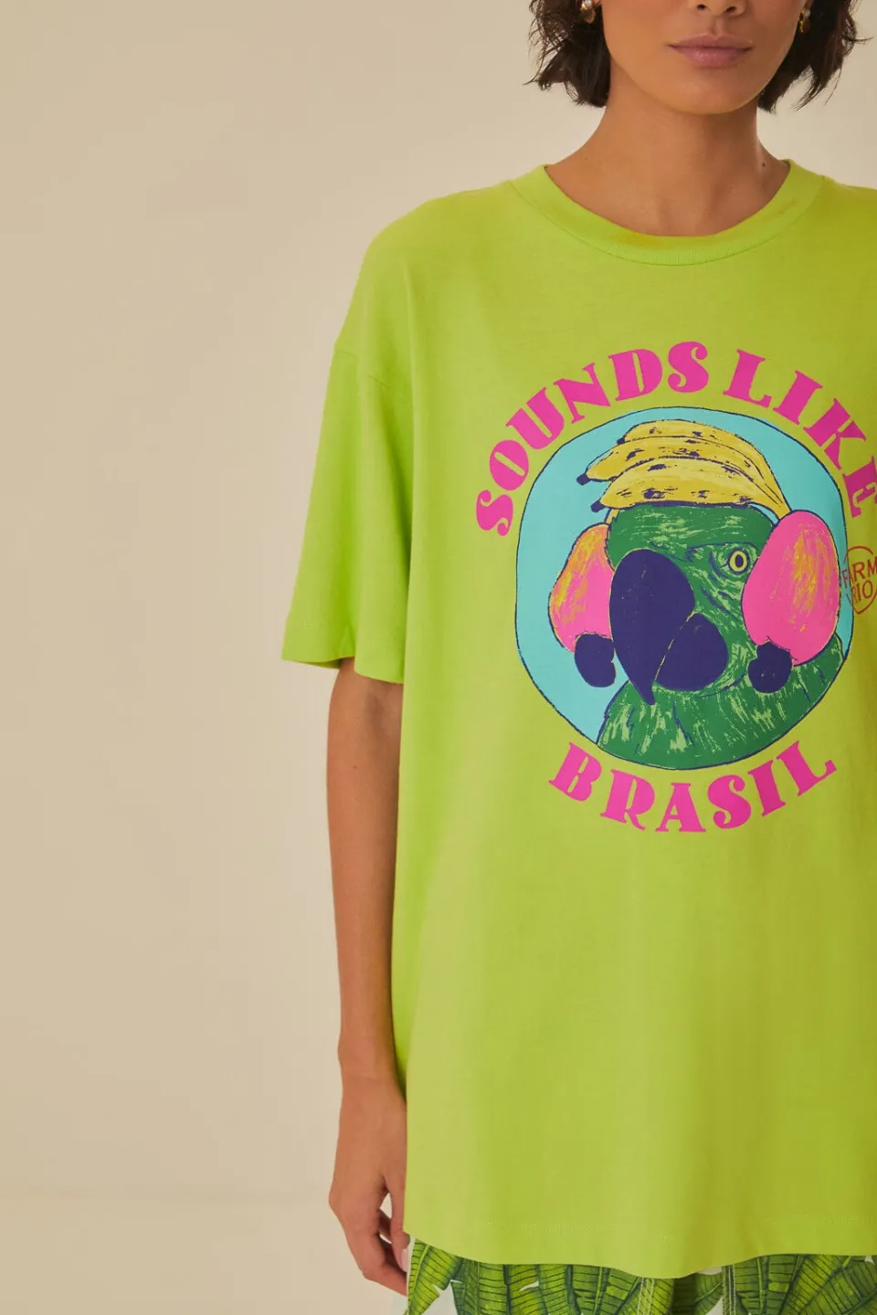FARM Rio Green Sounds Like Brasil Organic Cotton T-Shirt Clearance
