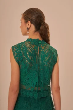 FARM Rio Green Toucans Guipure Sleeveless Top Online