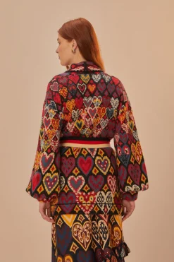FARM Rio Hearts Ikat Knit Blazer