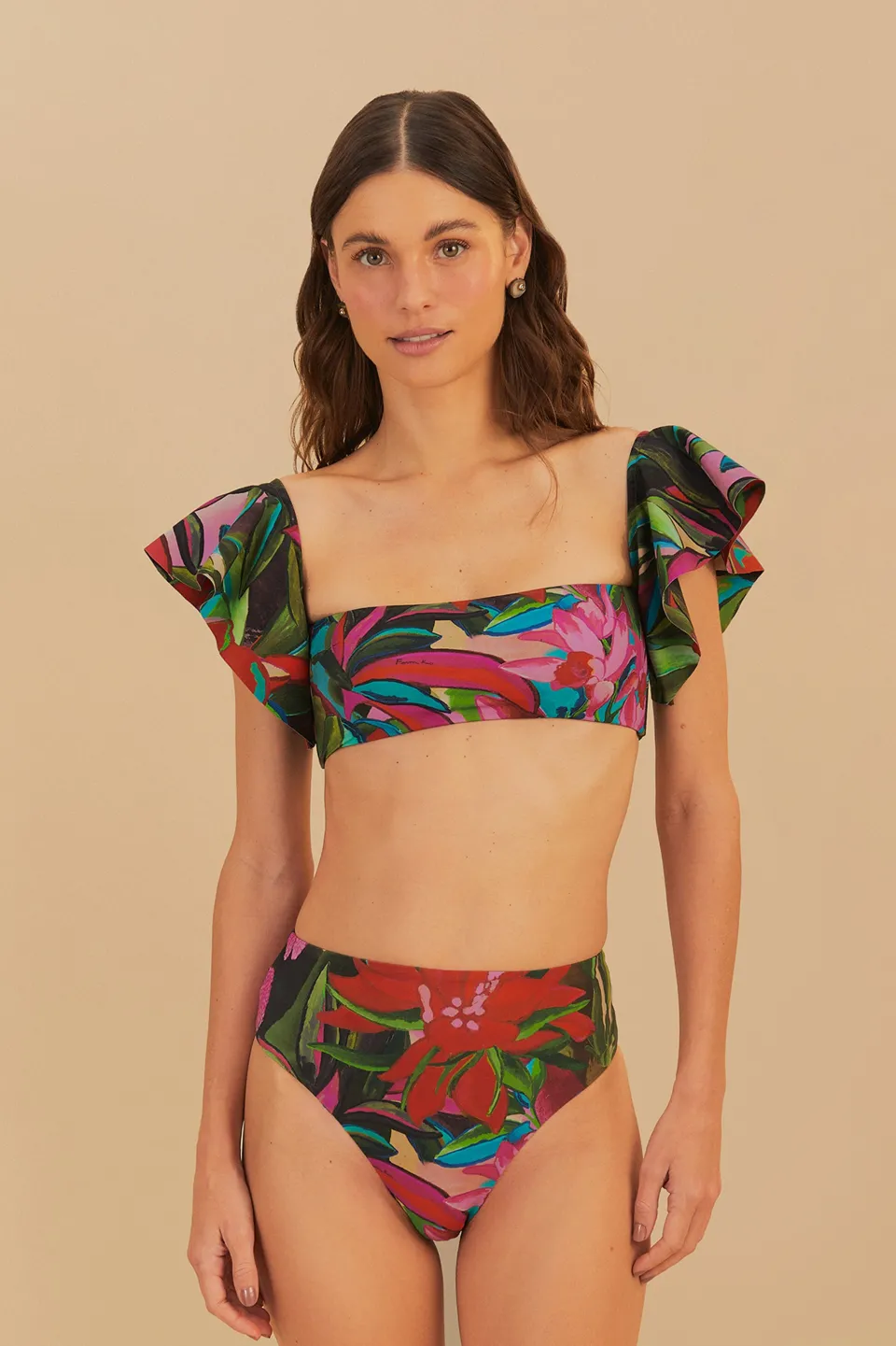 FARM Rio Jardin De Reve Ruffle Bikini Top Clearance