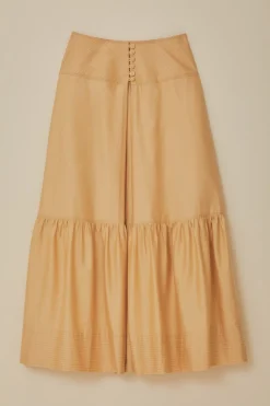 FARM Rio Khaki Topstitching Yoke Organic Cotton Maxi Skirt Sale