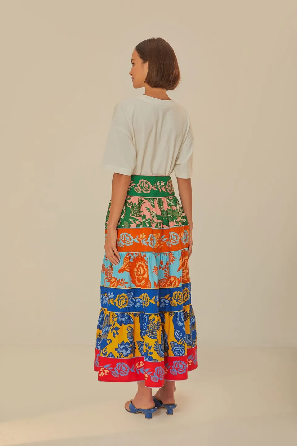 FARM Rio Lace Garden Tiered Maxi Skirt New