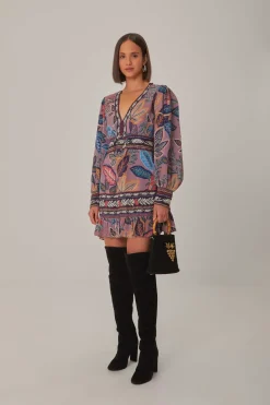 FARM Rio Lavender Wild Night Long Sleeve Mini Dress Best