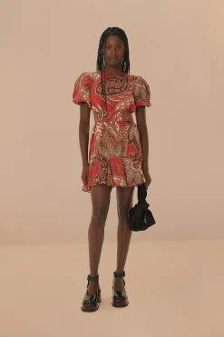 FARM Rio Leopard Paisley Burgundy Mini Dress Outlet