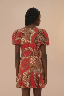 FARM Rio Leopard Paisley Burgundy Mini Dress Outlet