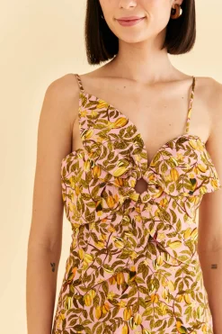 FARM Rio Light Pink Star Fruit Flower Mini Dress Clearance