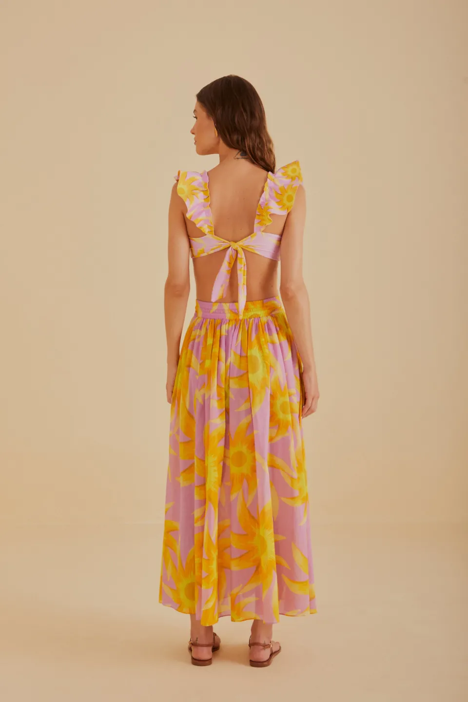 FARM Rio Light Pink Sunny Side Maxi Skirt New