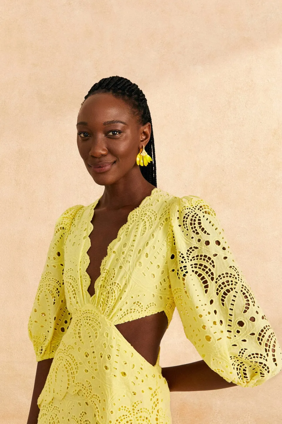 FARM Rio Light Yellow Richelieu Midi Dress Sale