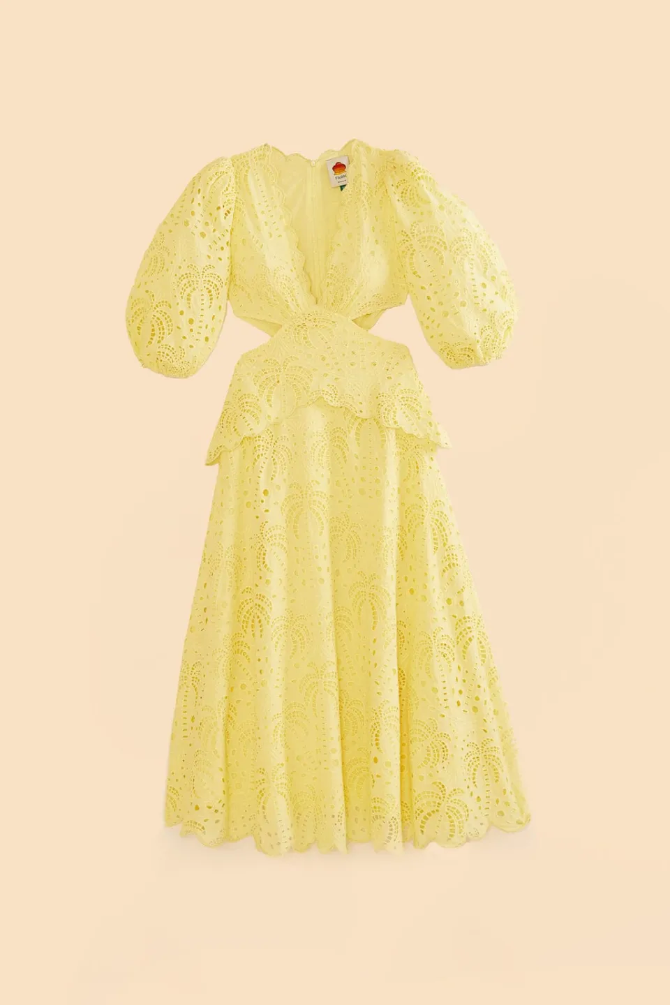 FARM Rio Light Yellow Richelieu Midi Dress Sale