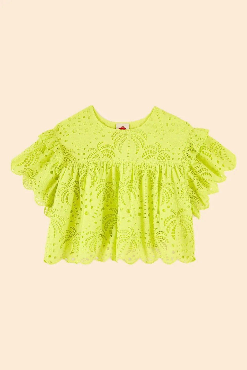 FARM Rio Lime Green Palm Tree Richelieu Blouse Sale