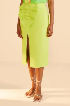 FARM Rio Lime Leaf Midi Skirt Best