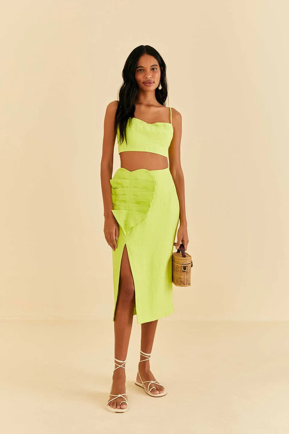 FARM Rio Lime Sleeveless Crop Top Outlet
