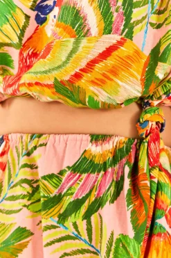 FARM Rio Macaw Leaves One-Shoulder Mini Dress New